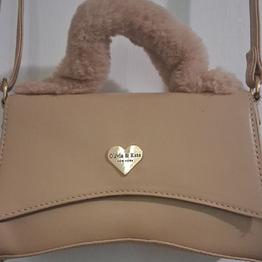 Olivia & Kate New York Tan Mini Bag with Gold Hardware and Adjustable Strap